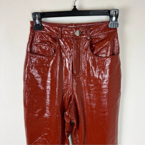 LPA Revolve 100% Leather Patent High Rise Pants Size XXS B4 - Picture 6 of 9